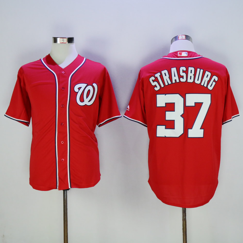 Men Washington Nationals 37 Strasburg Red MLB Jerseys